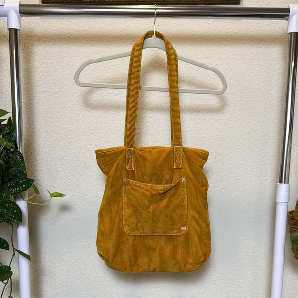 Corduroy Tote Bag in Mustard Yellow